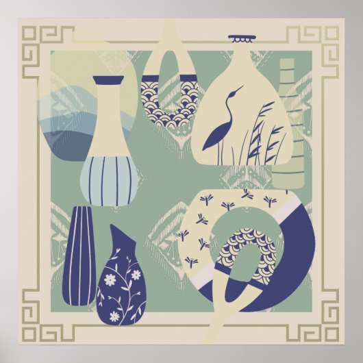 Zeitgenössische Keramik, Pelikan, Insekten Poster (Vorne)