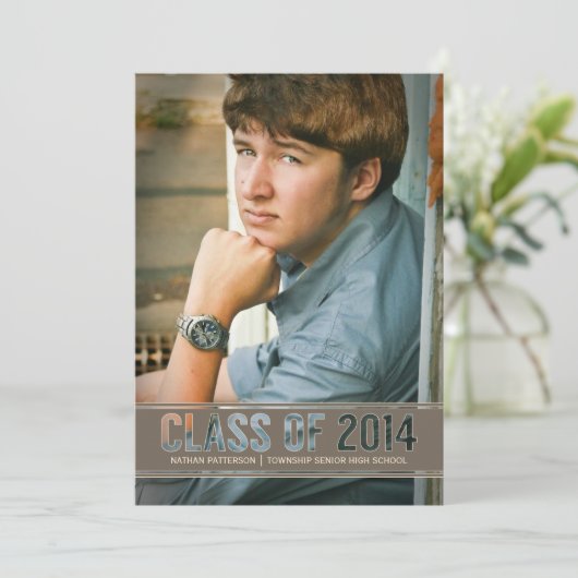 Zeitgenössische Klasse von Foto-Abschluss-Party Einladung (Stehend Vorderseite)