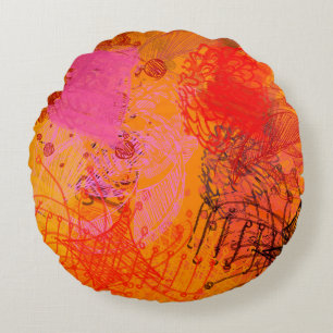 Zeitgenössische Kunst. Handgemachte Kunst. Farbige Rundes Kissen
