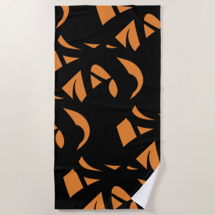 Zeitgenössische Kunst Schwarz und Orange Strandtuch