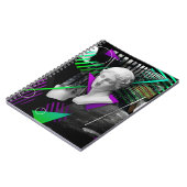 Zeitgenössische Kunstcollage mit Gipskopfstatur Notizblock (Linke Seite)