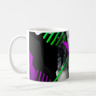 Zeitgenössische Kunstcollage mit Gipsstatue Kaffeetasse