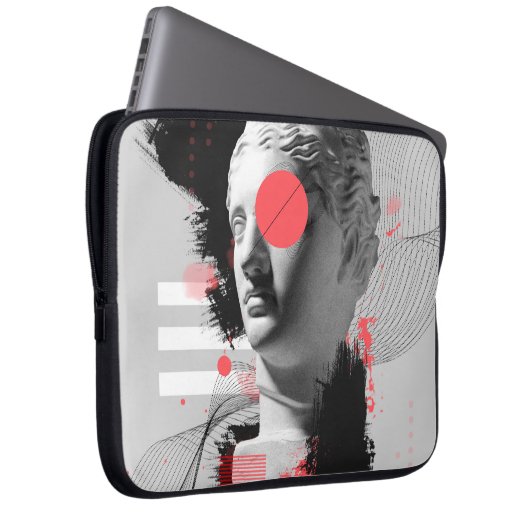Zeitgenössische Kunstkollektion mit antikem Statue Laptopschutzhülle (Vorne Rechts)