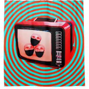 Zeitgenössische Kunstsammlung. TV news Corona viru Duschvorhang