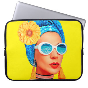 Zeitgenössische Kunstsammlung. Urlaubsmode Mädchen Laptopschutzhülle