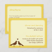 Zeitgenössische Liebesvögel Gelbe Hochzeitsempfang Begleitkarte (Vorne/Hinten)