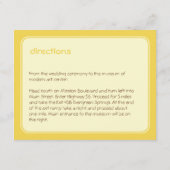 Zeitgenössische Liebesvögel Gelbe Hochzeitsempfang Begleitkarte (Rückseite)