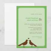 Zeitgenössische Liebesvögel Grüne Hochzeitseinladu Einladung (Vorne/Hinten)