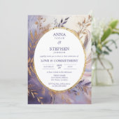 Zeitgenössische Lila Verpflichtung Einladung (Stehend Vorderseite)