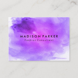 Zeitgenössische Lila Wasserfarbe gebürstet Visitenkarte
