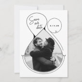 Zeitgenössische Linie Art Schwarz-weißes Foto Einz Save The Date (Vorderseite)