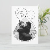 Zeitgenössische Linie Art Schwarz-weißes Foto Einz Save The Date (Stehend Vorderseite)