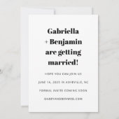 Zeitgenössische Linie Art Schwarz-weißes Foto Einz Save The Date (Rückseite)