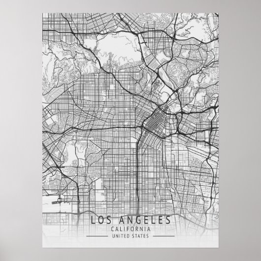 Zeitgenössische Los Angeles California Street Map Poster (Vorne)