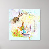 Zeitgenössische Mädchen und Bäume gestreifte Canva Leinwanddruck (Vorderseite)