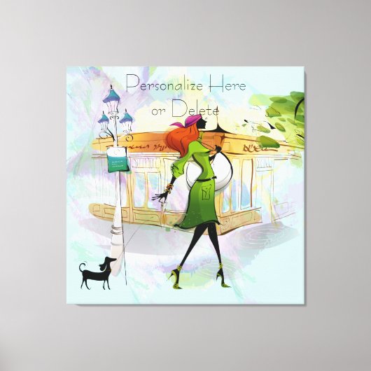 Zeitgenössische Mädchen und Hunde gestresste Canva Leinwanddruck (Vorderseite)