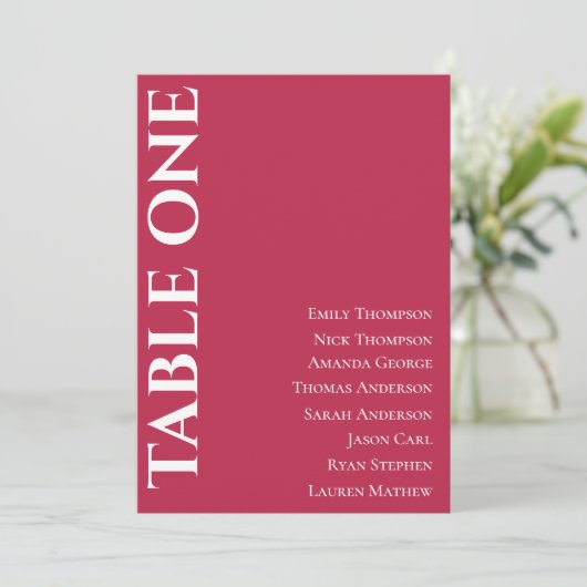 Zeitgenössische Magenta Hochzeitstabelle (Stehend Vorderseite)