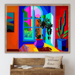 Zeitgenössische Malerei von Fensterlandschaft _ Vi Poster