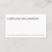 Zeitgenössische Minimal Bold Typografie Dark Mauve Visitenkarte (Rückseite)