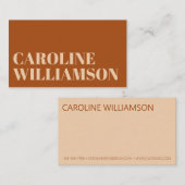 Zeitgenössische Minimal Bold Typografie Terracotta Visitenkarte (Vorne/Hinten)