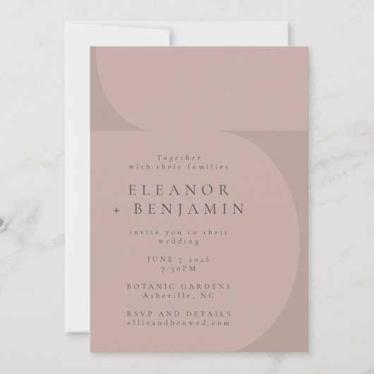 Zeitgenössische Minimalistische Farbblockhochzeit Einladung (Vorderseite)