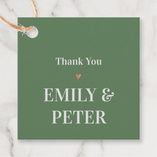 Zeitgenössische Minimalistische Heart Sage Grüne H Geschenkanhänger (Vorderseite)