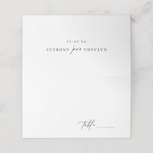 Zeitgenössische Minimalistische Hochzeitsstimmung Platzkarte (Außenseite Aufgefaltet)