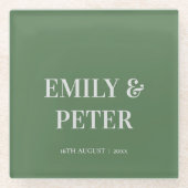 Zeitgenössische Minimalistische moderne Heirat Glasuntersetzer (Vorderseite)