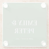 Zeitgenössische Minimalistische moderne Heirat Glasuntersetzer (Rückseite)