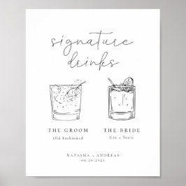 Zeitgenössische Minimalistische Signatur Drinks Po Poster