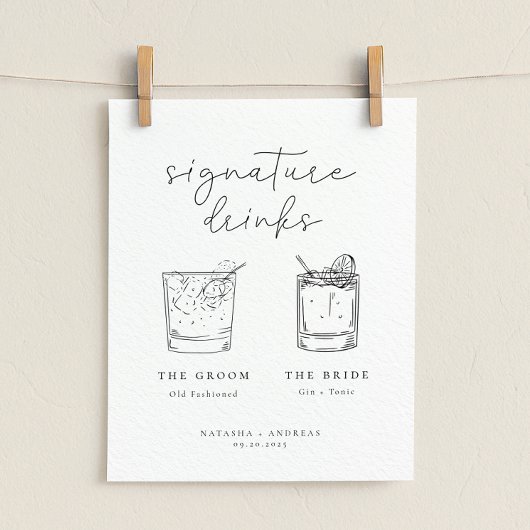 Zeitgenössische Minimalistische Signatur Drinks Po Poster
