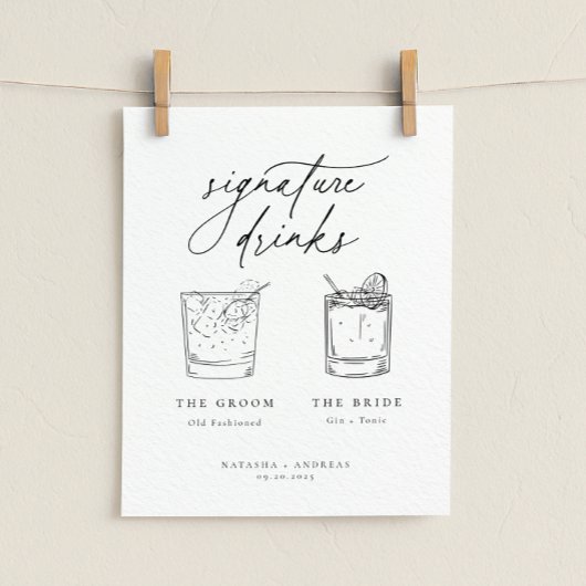 Zeitgenössische Minimalistische Signaturgetränke Poster