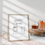 Zeitgenössische Minimalistische Signaturgetränke Poster<br><div class="desc">Zeitgenössische Chic minimalistische Signatur Drinks,  Hochzeitsschild Poster.</div>