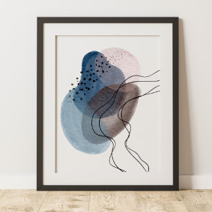 Zeitgenössische moderne abstrakte Kunst Blau Pink  Poster