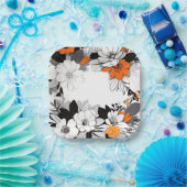 Zeitgenössische monochrome Blume Hochzeit Pappteller (Party)