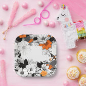 Zeitgenössische monochrome Blume Hochzeit Pappteller (Party)