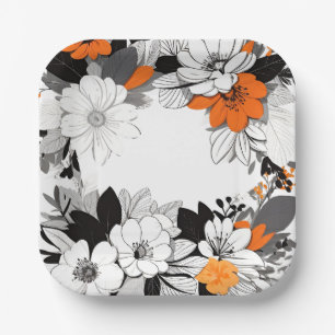 Zeitgenössische monochrome Blume Hochzeit Pappteller