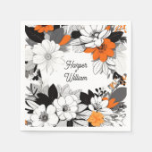 Zeitgenössische monochrome Blume Hochzeit Serviette (Vorderseite)