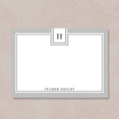 Zeitgenössische Monogram, Bold Gray Border Station Mitteilungskarte