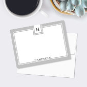 Zeitgenössische Monogram, Bold Gray Border Station Mitteilungskarte