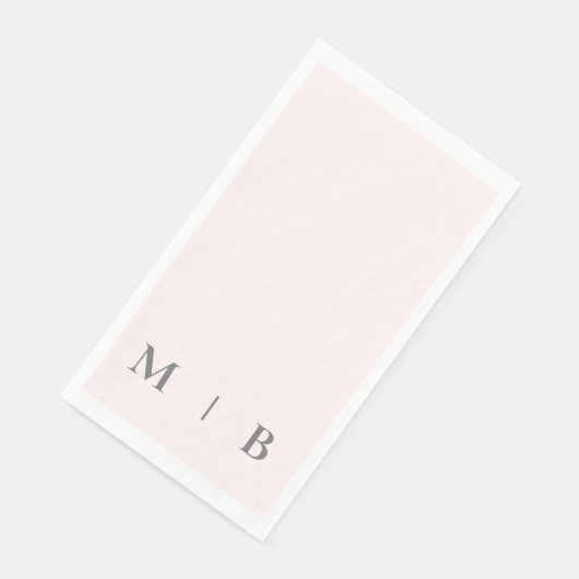 Zeitgenössische Monogramm-Blush-Gray-Text-Hochzeit Serviette (Ecke)