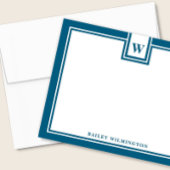 Zeitgenössische Monogramm-Deep-Blue-Border-Korresp Mitteilungskarte