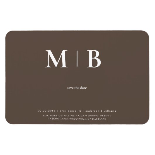 Zeitgenössische Monogramm-Schokolade Save the Date Magnet (Horizontal)
