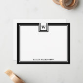 Zeitgenössische Monogramm-Schreibwaren mit schwarz Mitteilungskarte (Vorderseite/Rückseite Beispiel)
