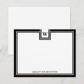 Zeitgenössische Monogramm-Schreibwaren mit schwarz Mitteilungskarte (Vorne/Hinten)