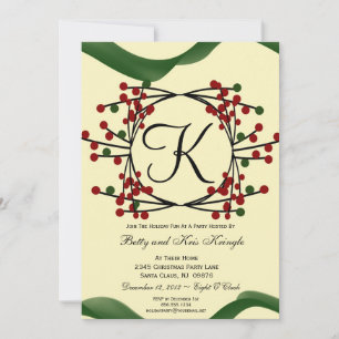 Zeitgenössische Monogramm-Weihnachtszeit-Party Ein Einladung