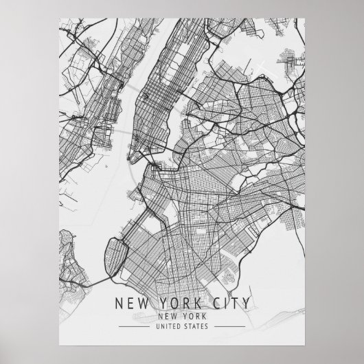 Zeitgenössische New York City Street Map uneingera Poster (Vorne)