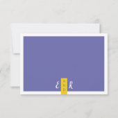 Zeitgenössische periwinkle und gelbe Hochzeit mini RSVP Karte (Rückseite)