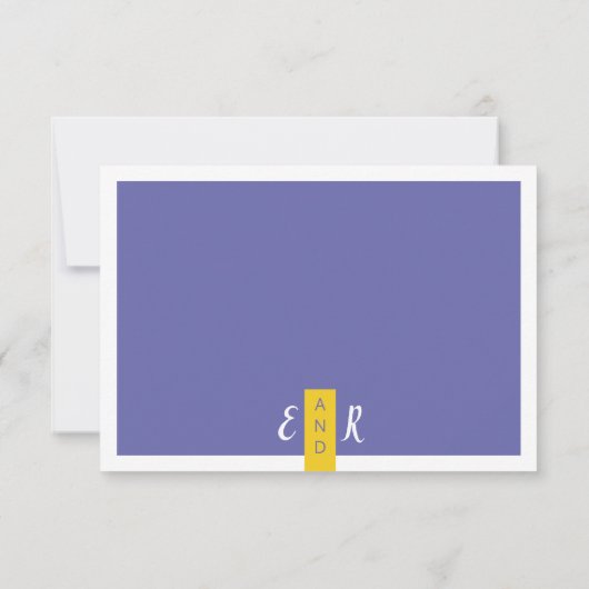 Zeitgenössische periwinkle und gelbe Hochzeit mini RSVP Karte (Rückseite)