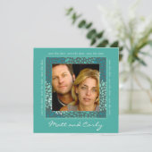 Zeitgenössische Petals Grün Gerettet Datum Foto ei Save The Date (Stehend Vorderseite)